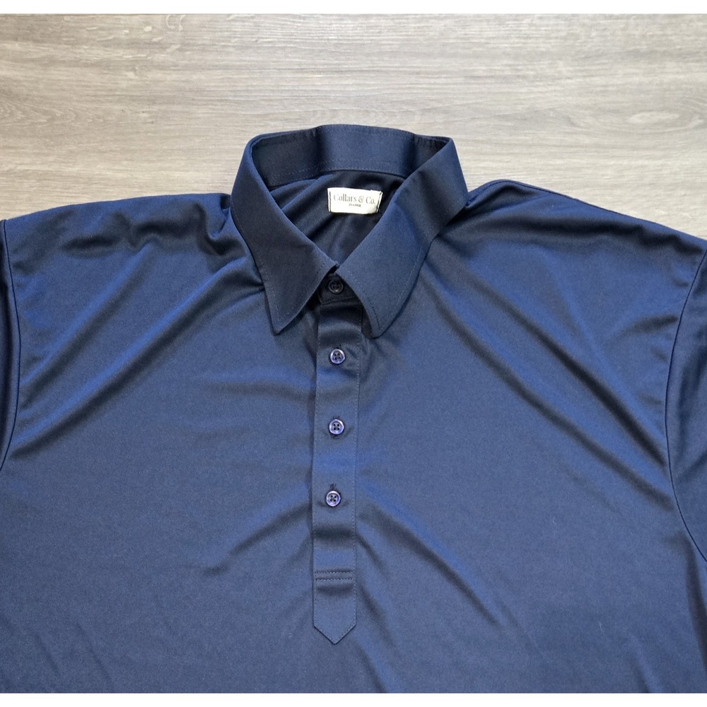 Collars and Co Dress Collar Polo Men's 2XL Blue Short Sleeve Shirt Performance - Picture 4 of 12
